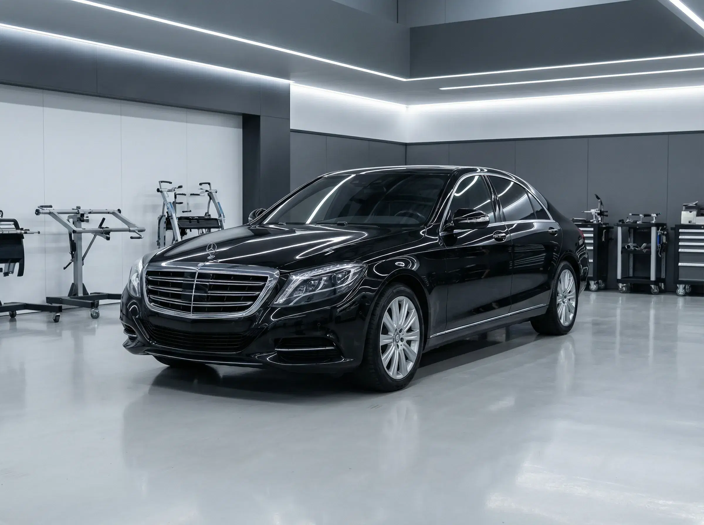 Pristine luxury sedan maintained with professional PDR fleet services