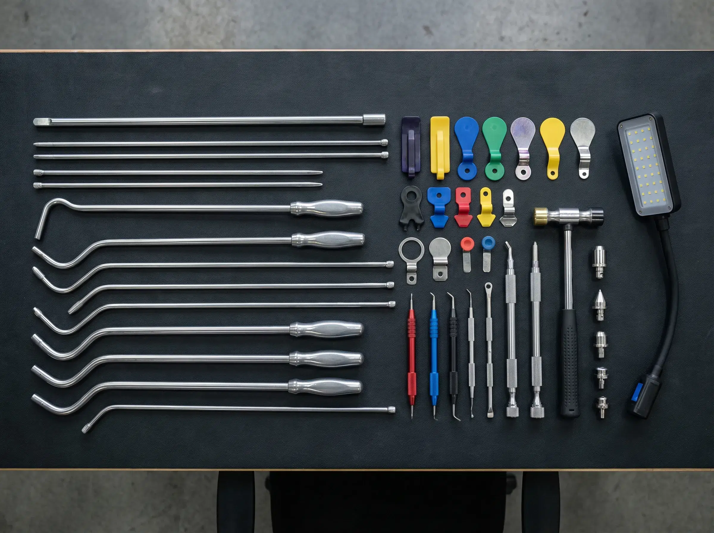 Professional PDR tool collection laid out